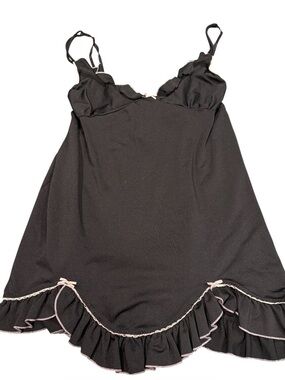 Morbid Threads vintage mini slip dress black pink goth emo small 90s Y2K